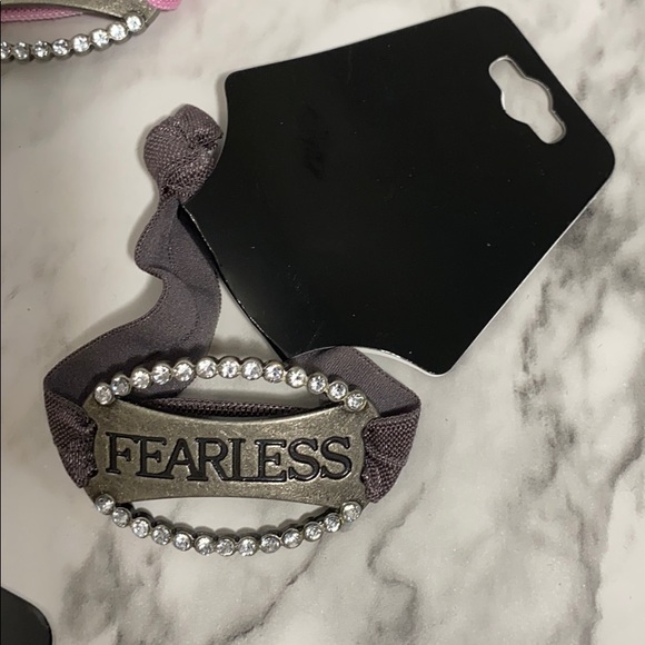 3 for $12 New “Fearless” crystal stretch ribbon bracelet each - Picture 5 of 5